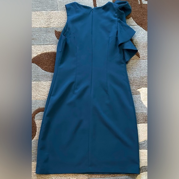 Julia Jordan Teal Blue Women's Sheath One Shoulder Ruffle Cocktail Dress - Picture 6 of 8